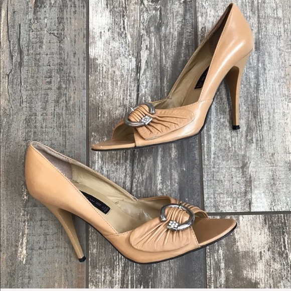 Vintage STEVEN by Steve Madden embellished open toe leather heels size 8.5 - Picture 9 of 10